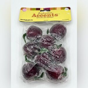 Vintage 38mm Beaded Faux Apples Sugar Coated Decorative Fruit Pack of 8 New